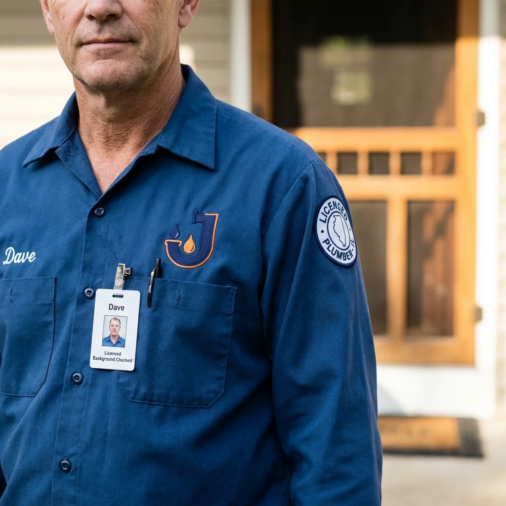 Licensed plumber showing ID badge in Missoula, MT