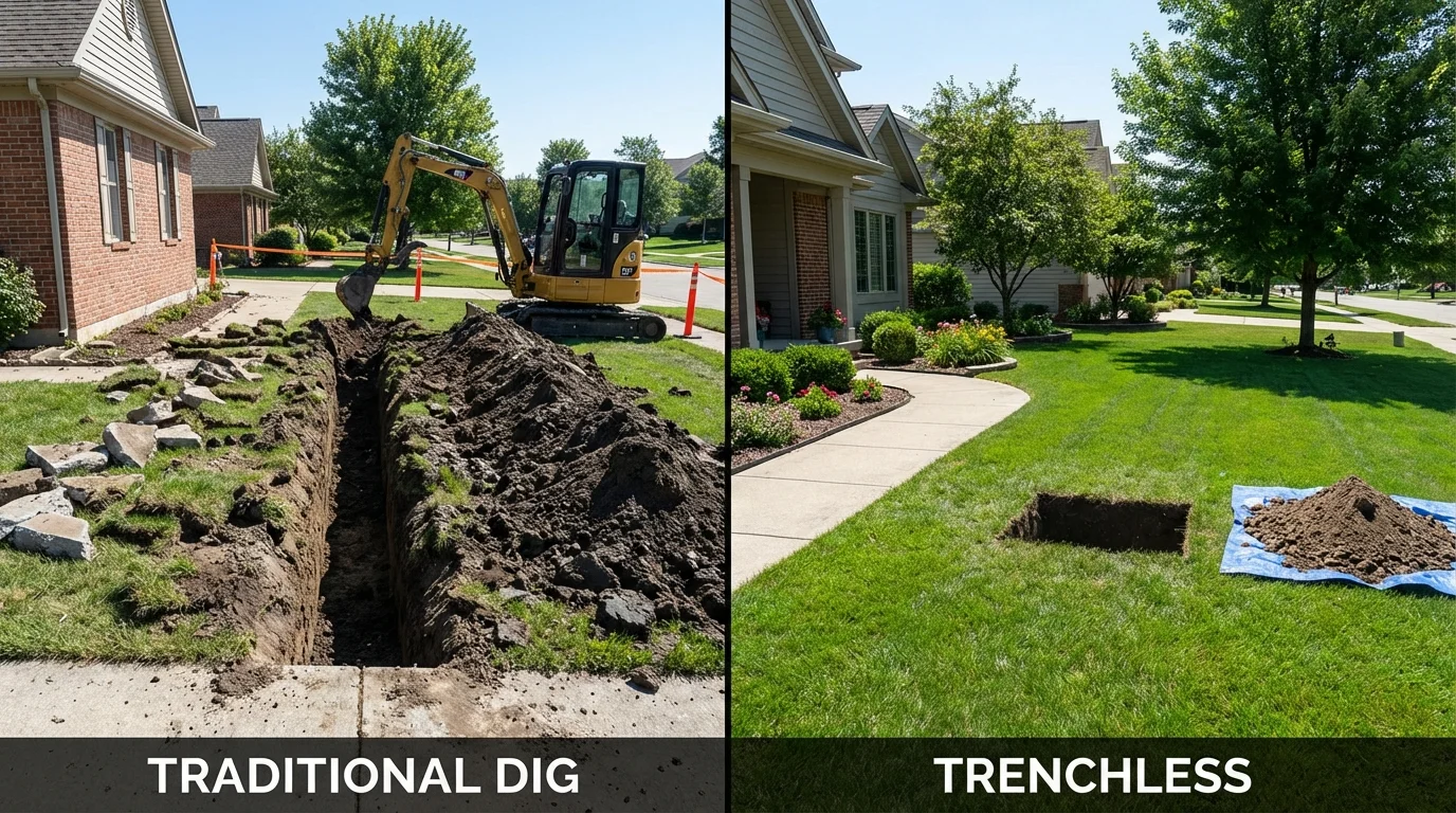 Trenchless sewer repair with minimal yard damage versus traditional excavation in Missoula, MT